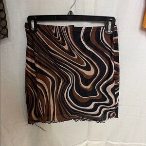 SHEIN Brown and Black Abstract Mini Skirt